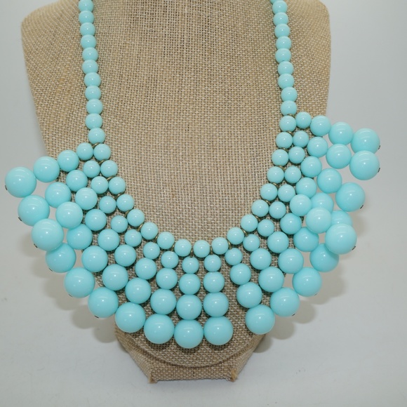 J. Crew Light Blue Beaded Bib Necklace - Picture 2 of 3